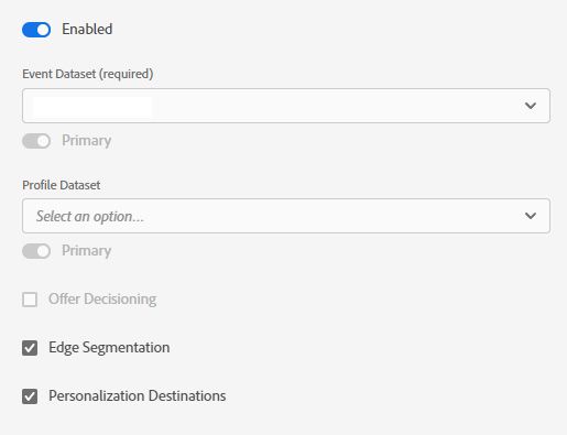 when you create a datastream you can use it to forward data to an aep dataset
