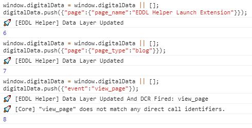 eddl helper console logs show data layer updates
