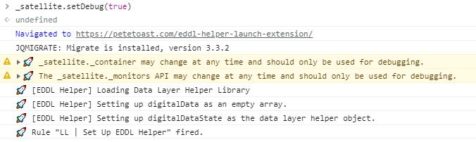 eddl helper messages in the console to indicate it's working